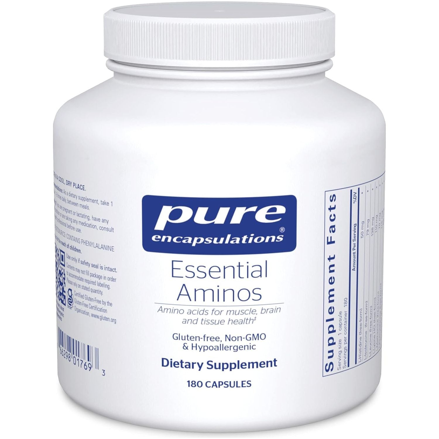 Pure Encapsulations Essential Aminos – 180 Capsules | Full-Spectrum Amino Acid Support for Muscle & Brain Health