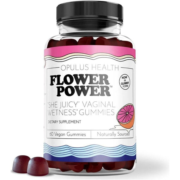 Flower Power ‘She Juicy’ Vaginal Wetness Gummies – 60 Gummies | Natural Feminine Hydration Support