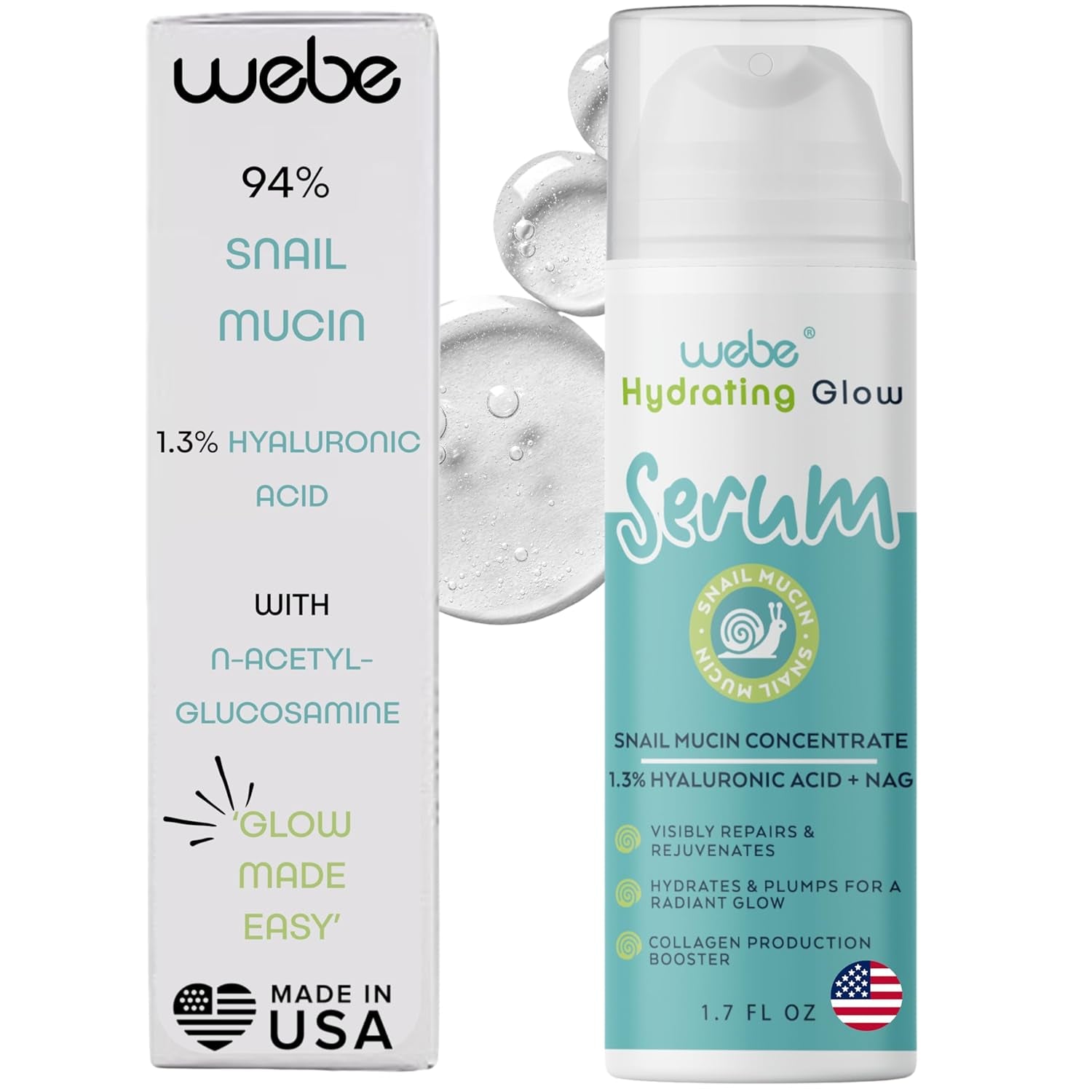 WEBE 94% Snail Mucin Hydrating Glow Serum – 50ml | Deep Hydration & Radiant Skin