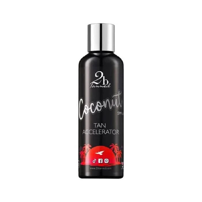 2bTanned Coconut Tan Accelerator SPF6 – 200ml | Hydrating Bronzing Lotion with Shea Butter & Coconut Oil