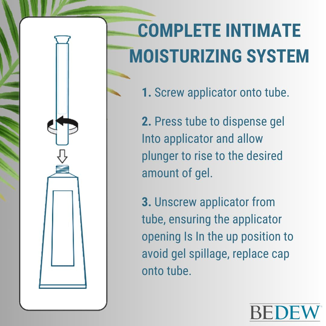 BEDEW Organic Vaginal Moisturizer – Drug-Free, Hormone-Free, Vaginal Dryness Relief, Menopause, Long Lasting, Ph Balanced & All-Natural Ingredients, 14 Screw-On Applicators, 2.9 Ounce