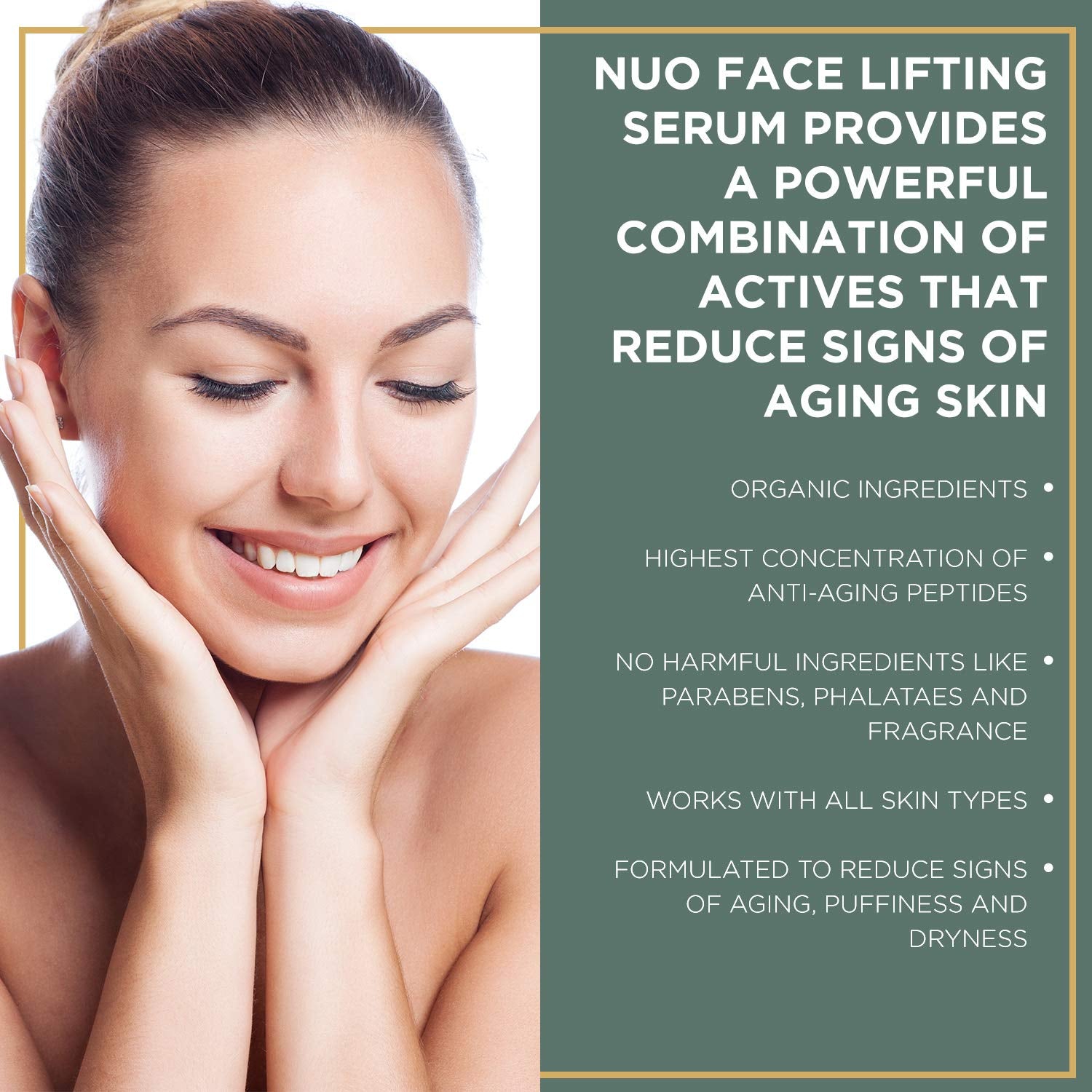 NuOrganic Cosmetics Face Lifting Serum – 30ml | Plant Stem Cell Anti-Aging & Skin Tightening