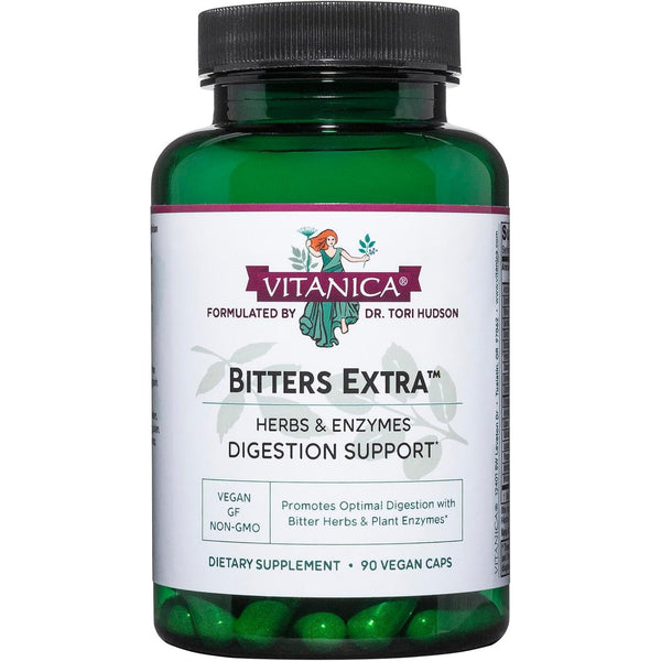 Vitanica Bitters Extra – 90 Capsules | Herbal Digestive Bitters with Enzymes for Healthy Digestion