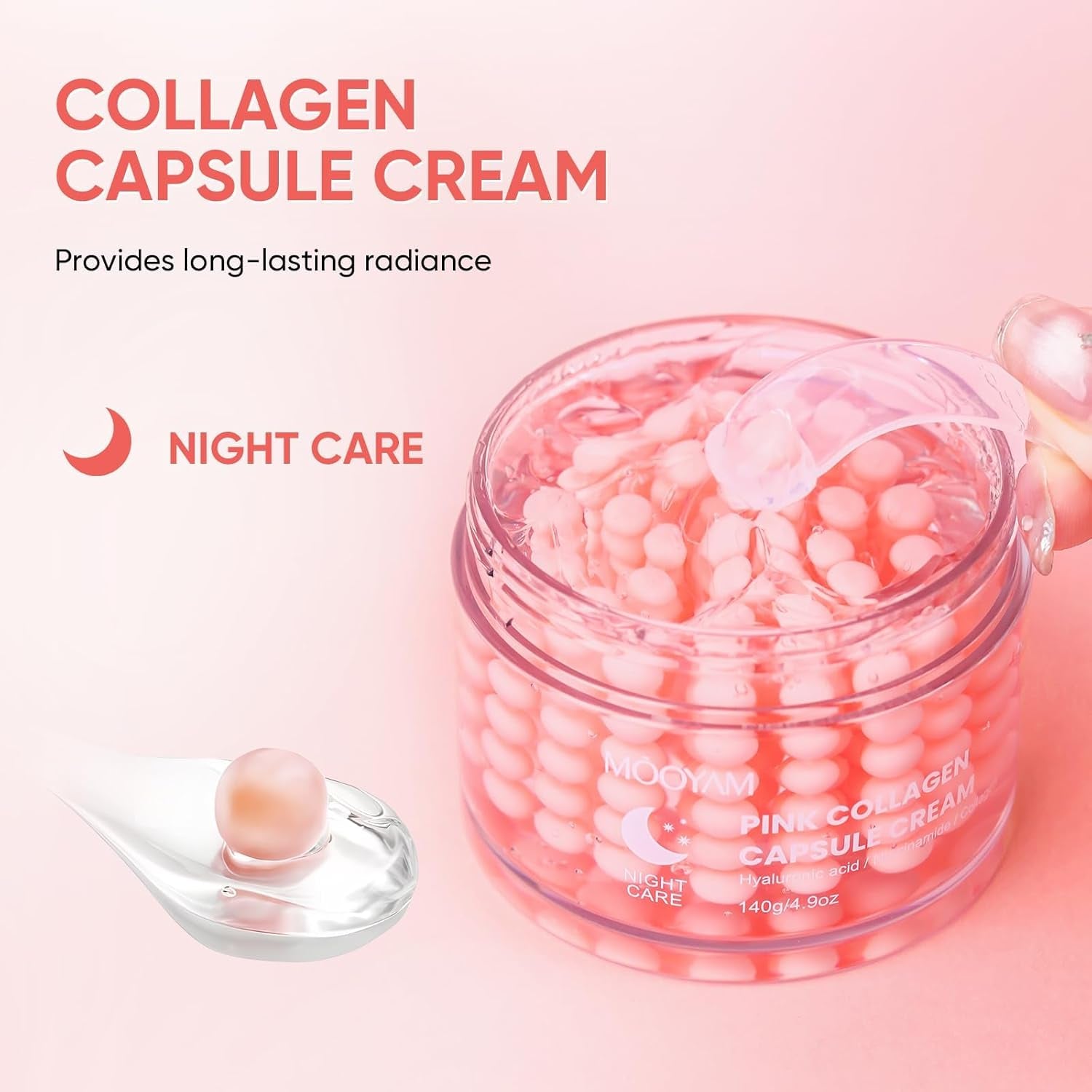 GUOYAOLIFU Pink Collagen Capsule Cream – 140g | Hydrating, Firming & Radiance Boosting