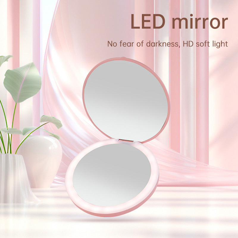 Mini Portable LED Light Makeup Mirror – Rechargeable Compact Beauty Mirror | 4 Colours