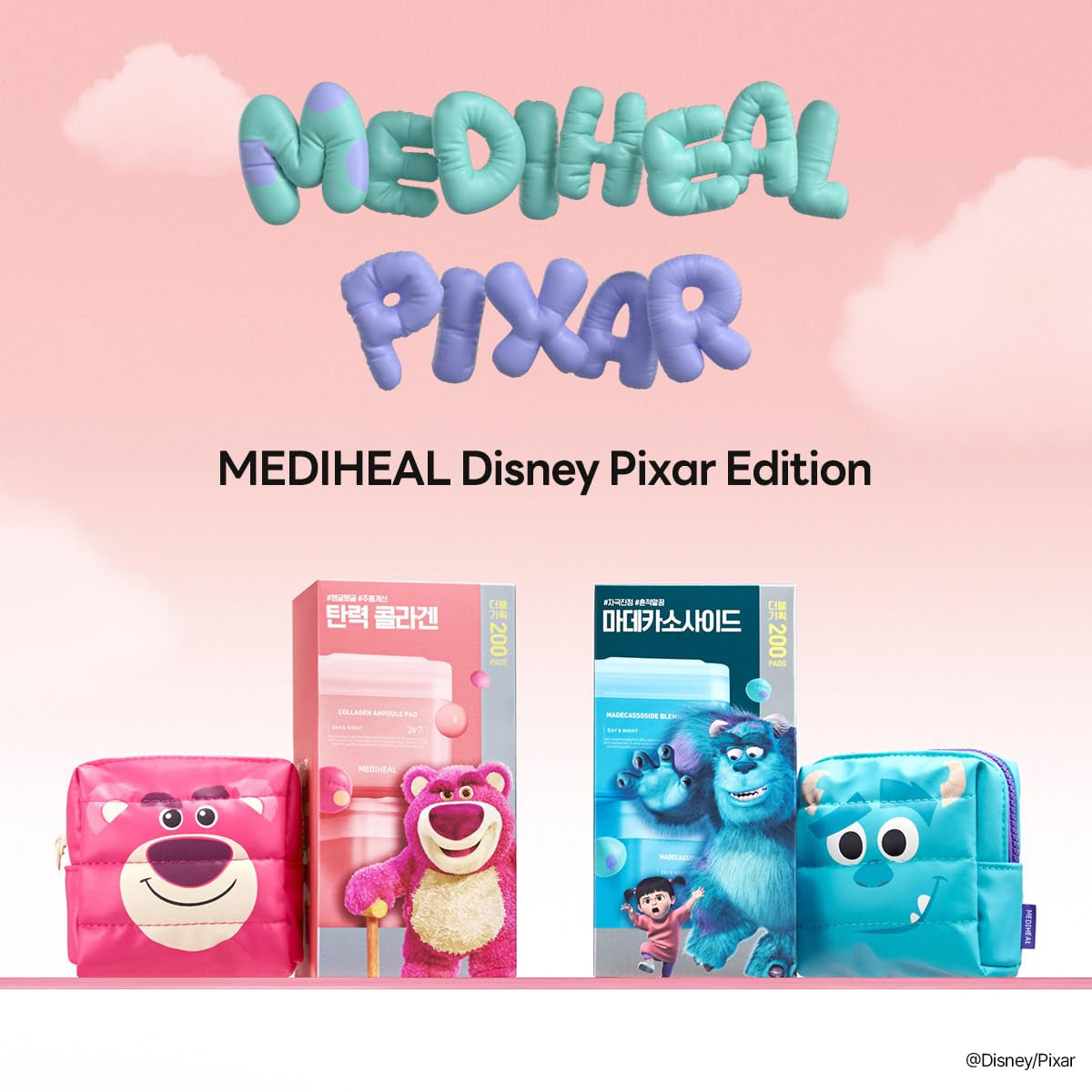 MEDIHEAL Collagen Ampoule Pad, Disney Pixar Edition – 200 Pads (100 + 100 Refill) | Firming & Anti-Wrinkle Care