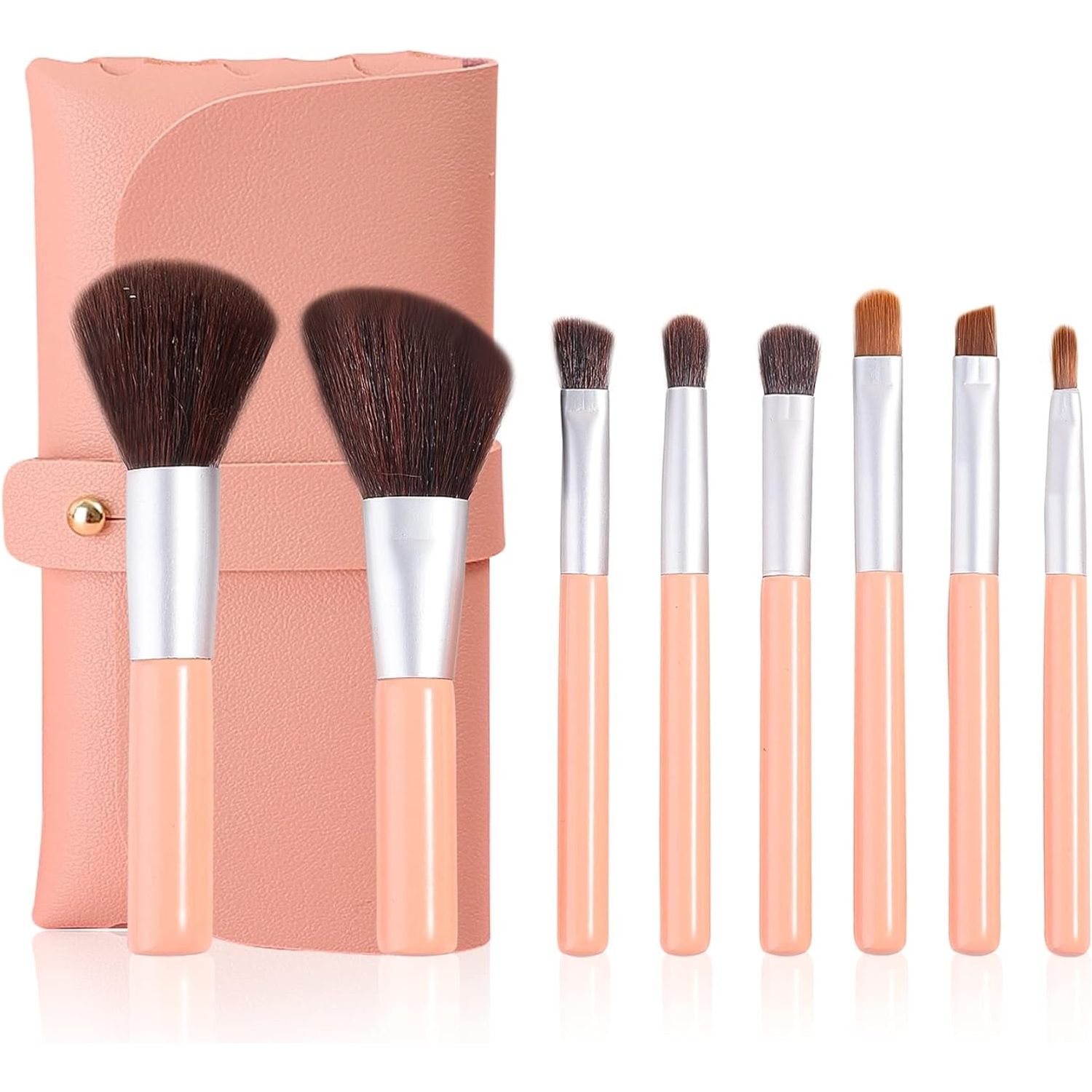 VIVID STELLA Makeup Brush Set – Premium Brushes with Travel Cosmetic Bag (8pcs - Pink)