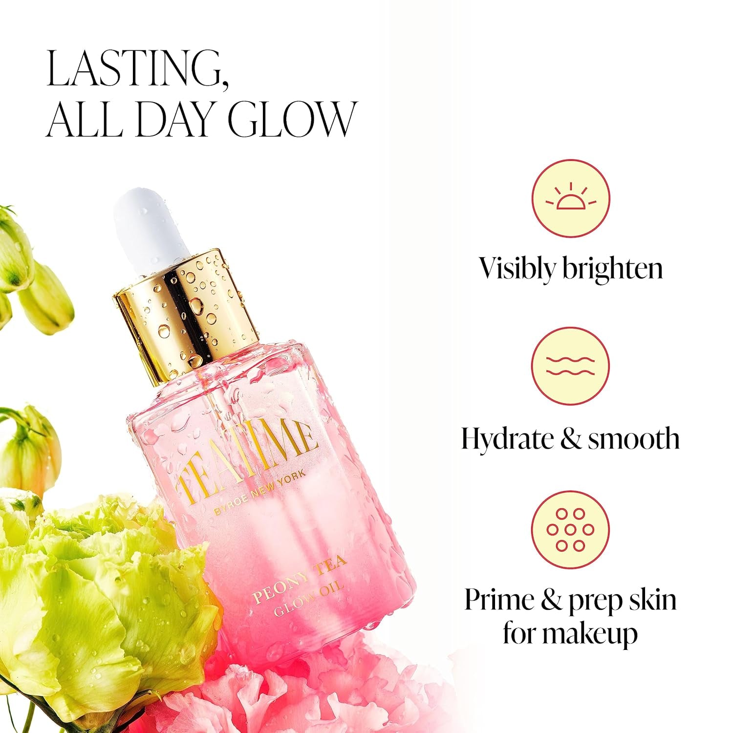 BYROE Teatime Peony Tea Glow Oil – 30ml | Hydrating Facial Oil & Makeup Primer