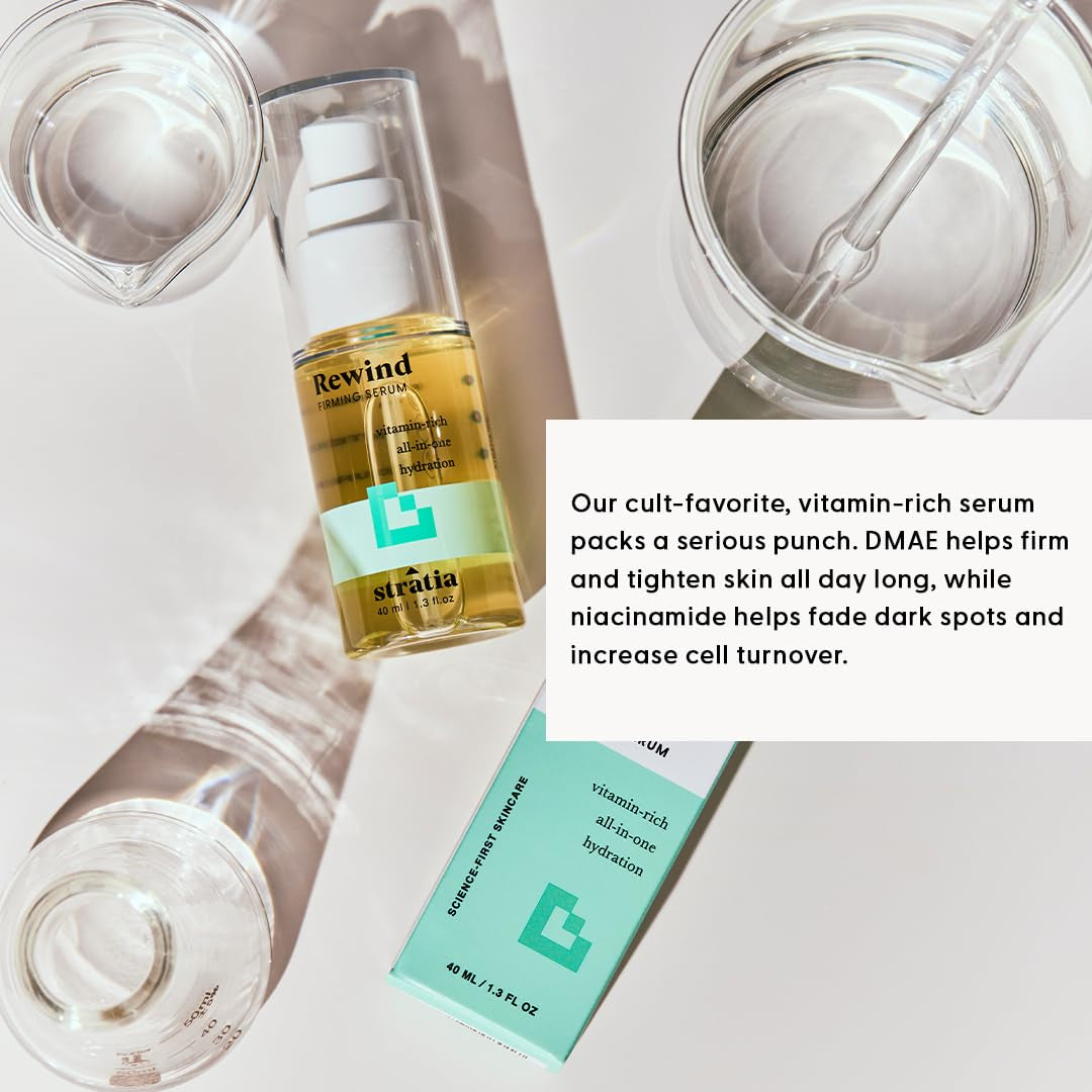 Rewind Firming & Hydrating Serum with Hyaluronic Acid & Niacinamide - Moisturizes & Evens Skin Tone with DMAE for Smooth, Plump Skin, 1.3 Fl Oz