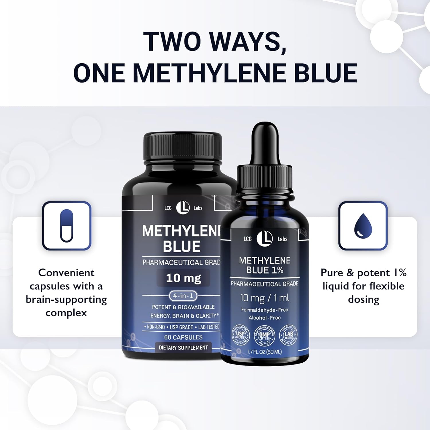 LCG LABS Methylene Blue 1% Solution – 100ml | Cellular Antioxidant Support & Mitochondrial Health Booster