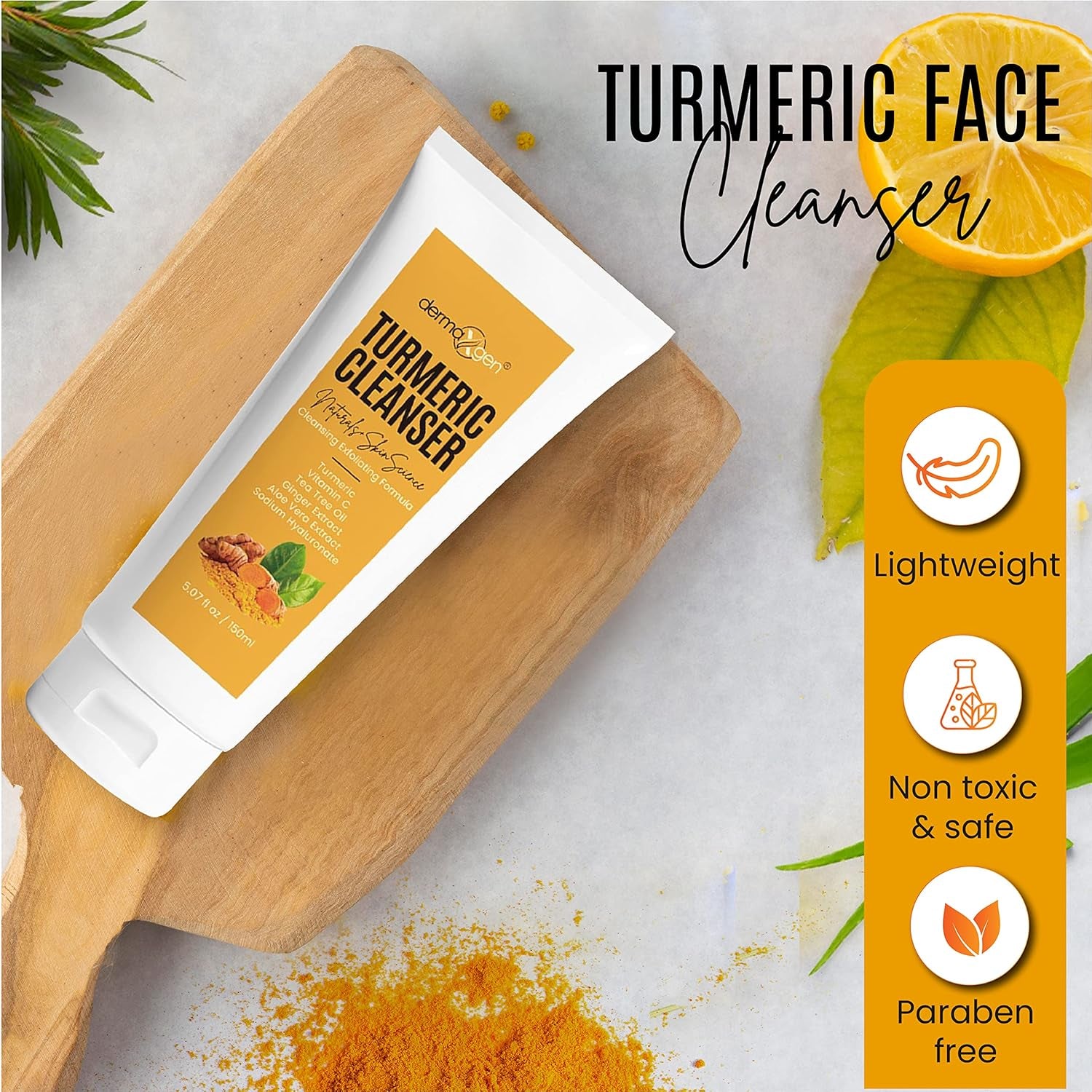 DERMAXGEN Turmeric Cleanser – 150ml | Brightening Face Wash for Acne, Dark Spots & Uneven Tone