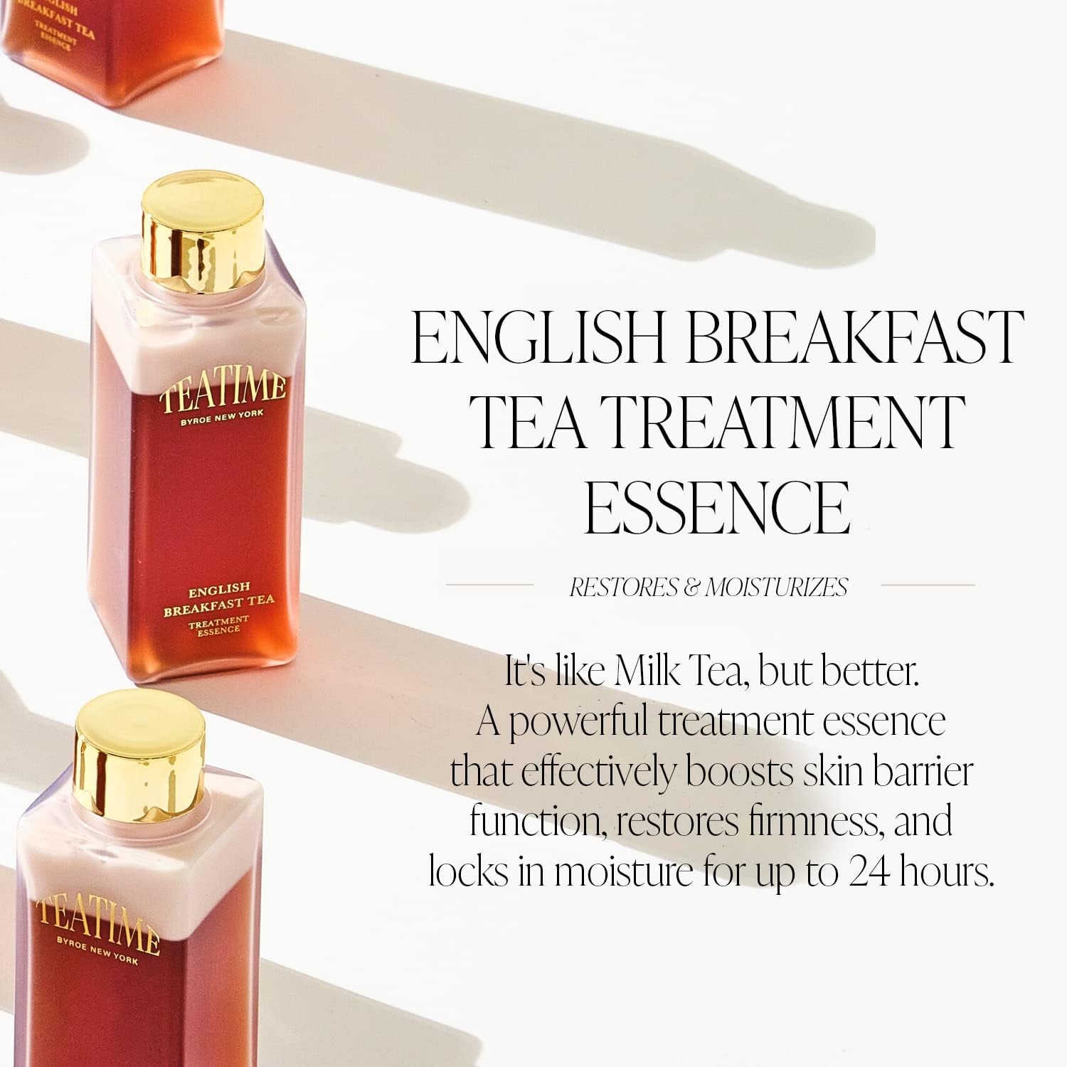 BYROE Teatime English Breakfast Tea Treatment Essence – 120ml | Hydrating, Firming & Skin Barrier Boost