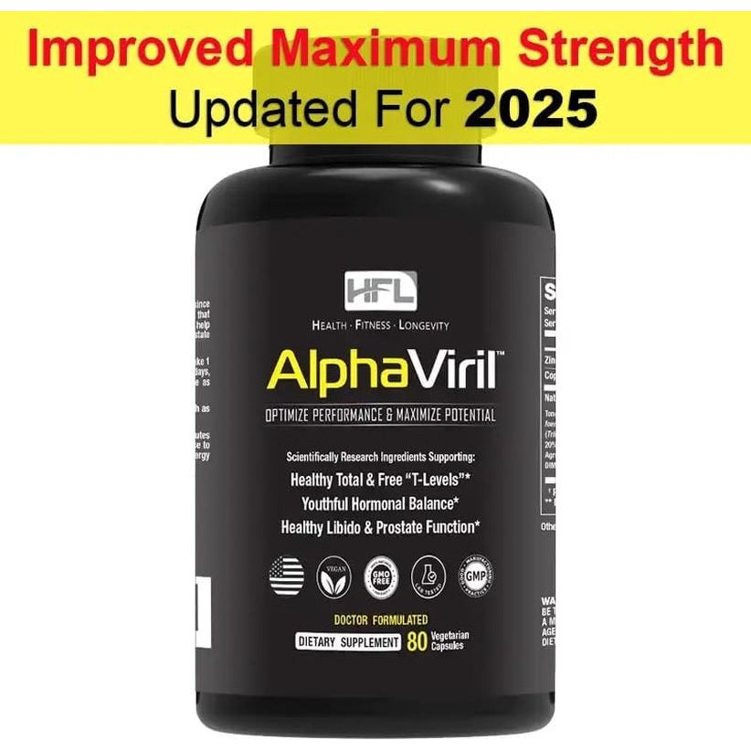 AlphaViril by Dr. Sam Robbins – 80 Capsules | Natural Testosterone Booster for Energy, Libido & Muscle Strength