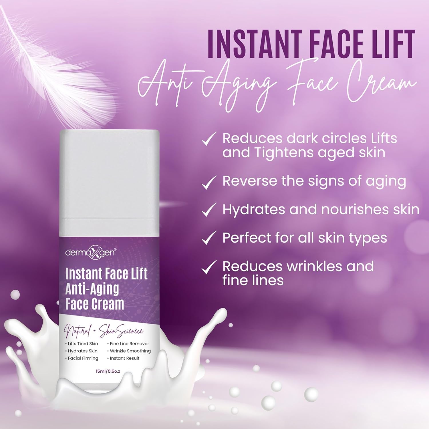 DERMAXGEN Instant Face Lift Anti-Aging Face Cream – 15ml | Instant Tightening & Wrinkle Smoothing