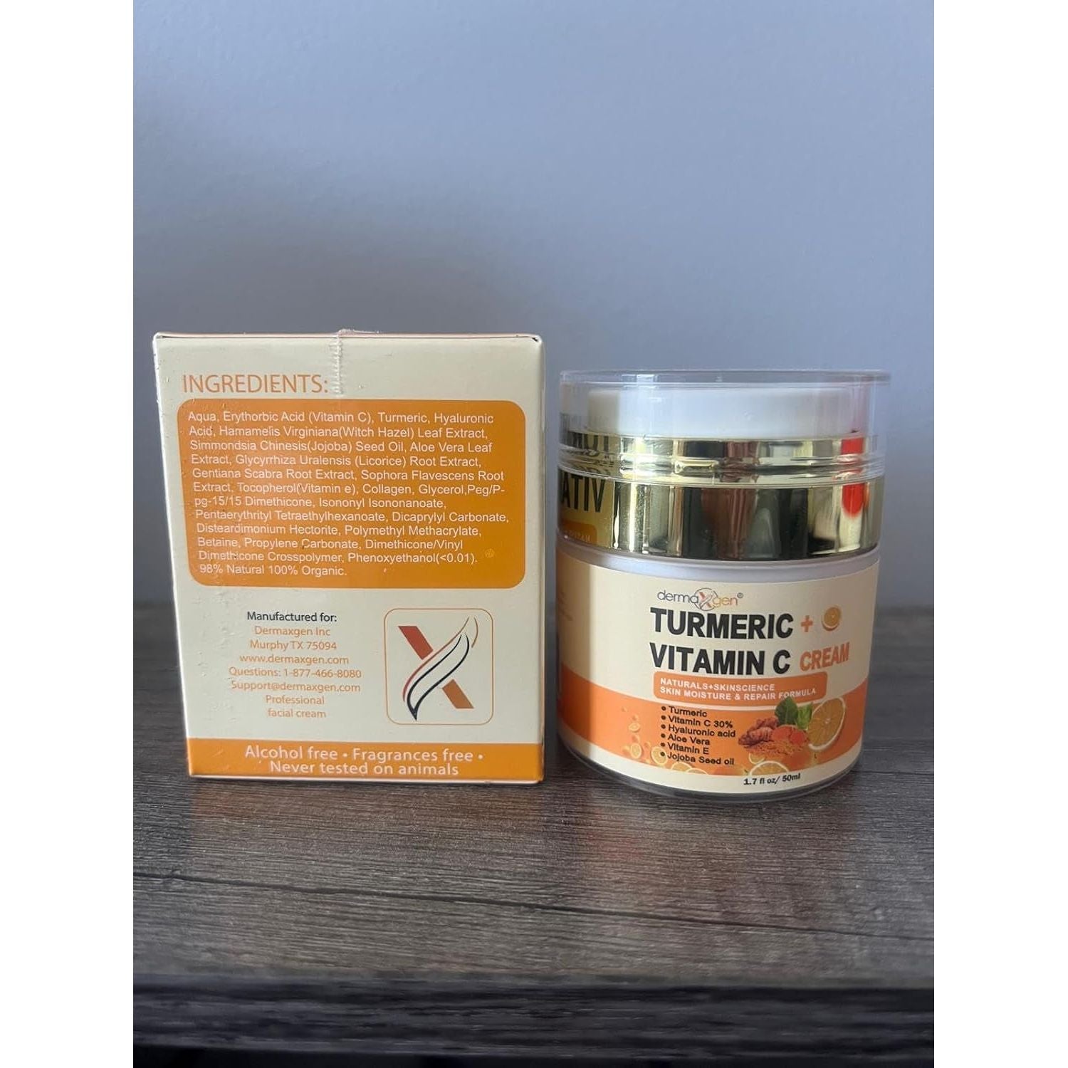 DERMAXGEN Turmeric + Vitamin C Cream – 50ml | Brightening & Hydrating Face Moisturiser