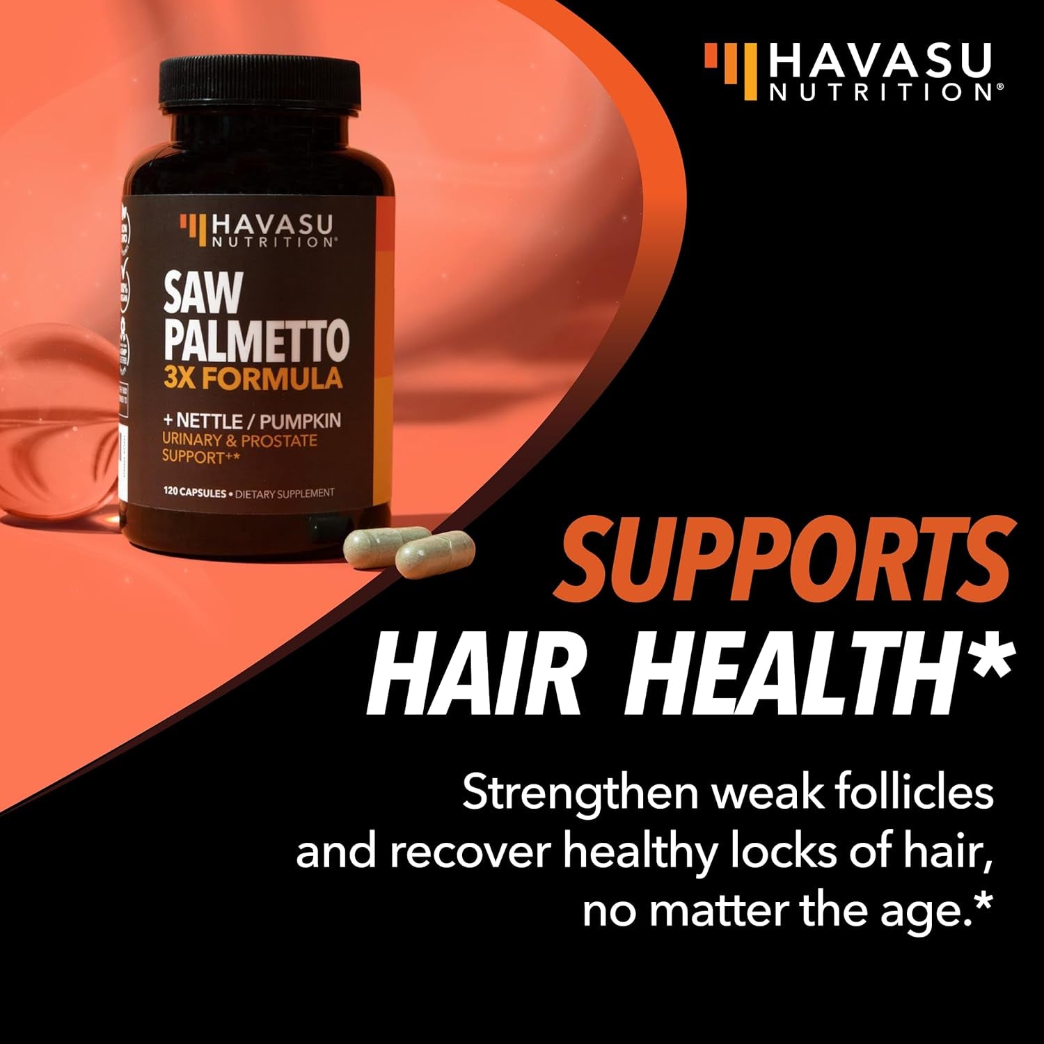 HAVASU NUTRITION Saw Palmetto 3X Formula + Nettle & Pumpkin – 120 Capsules | Prostate, Urinary & Hair Health Support