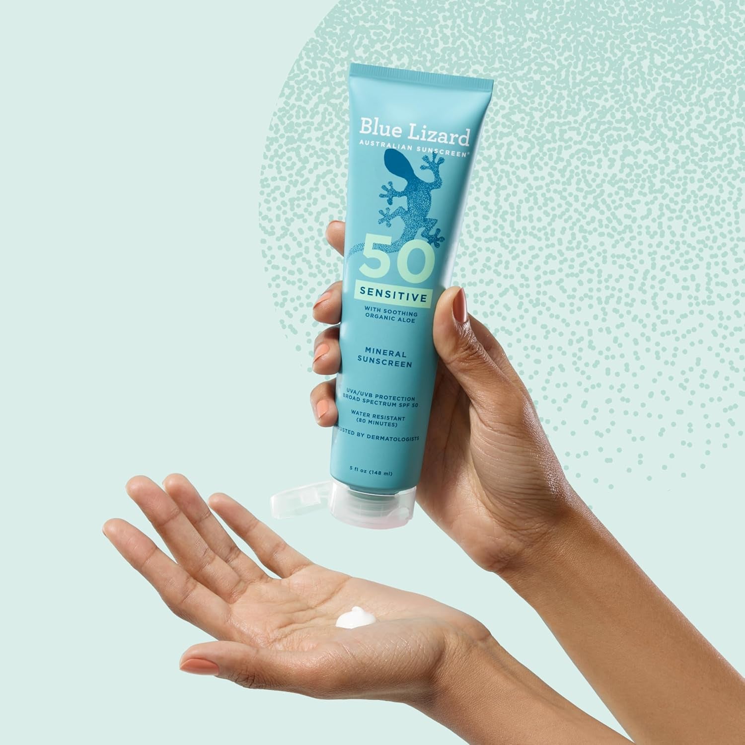 Sensitive Mineral SPF 50 Sunscreen Lotion, 100% Mineral Sunscreen, UVA/UVB Protection, Infused with Organic Aloe Vera, Soothes and Hydrates, 5 Fl Oz | with Zinc Oxide, 50+, Water Resistant, UVAUVB Protection, Sensitve