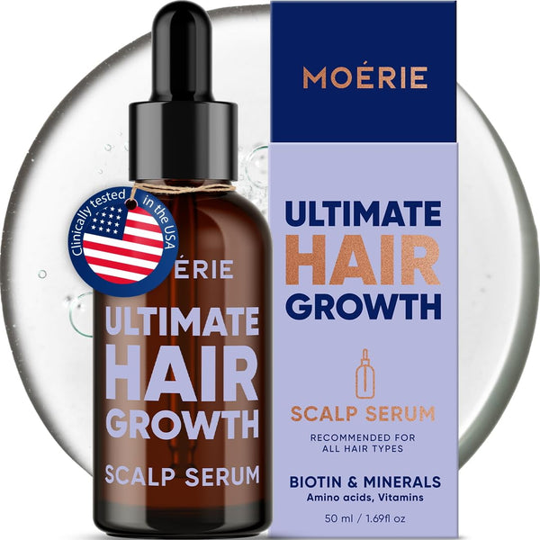 MOERIE Ultimate Hair Growth Serum – 50ml | Natural Regrowth & Thickening Treatment | Biotin, Caffeine & Amino Acids for Women