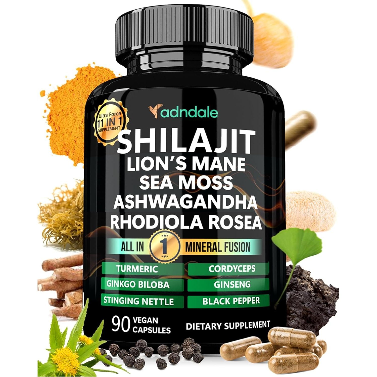 Adndale Shilajit 11-In-1 Supplement - 90 Capsules