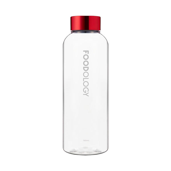 Bottle for Drink Mix (Red, 16.9Fl Oz) - Leak Proof, Lightweight, Durable Sports Water Bottle. Reusable for Gym, Outdoor, Travel. BPA Free, Clear Beverage Container with Marker