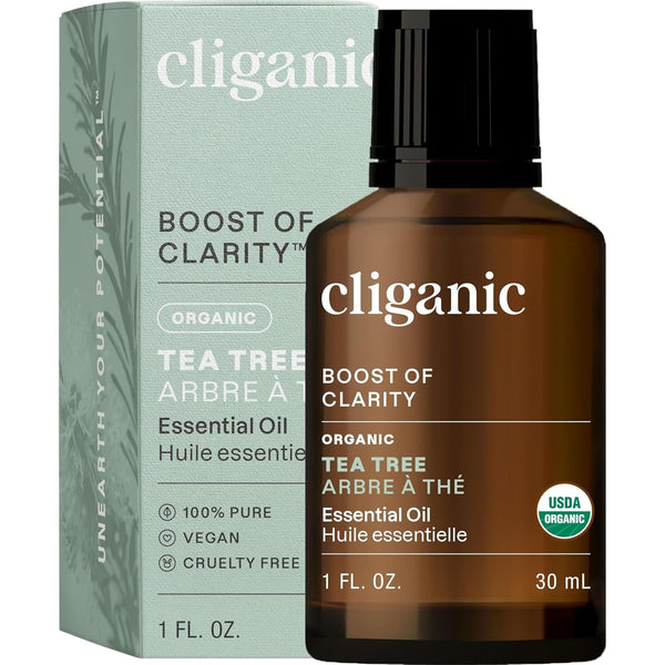 Cliganic Organic Tea Tree Essential Oil – 30ml | 100% Pure, USDA Certified for Aromatherapy & Skincare
