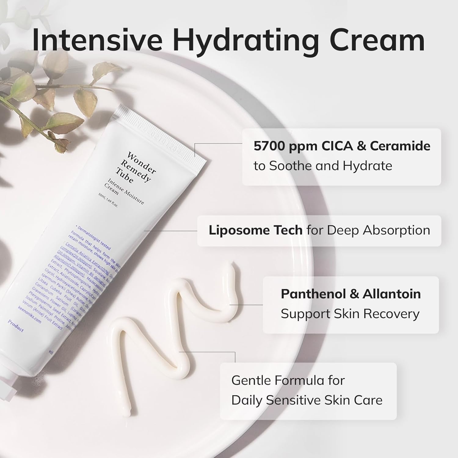 Hydrating & Barrier-Repair Cream for Dry & Sensitive Skin – Korean Moisturizer with CICA & Ceramide – 50Ml (1.69 Fl Oz)