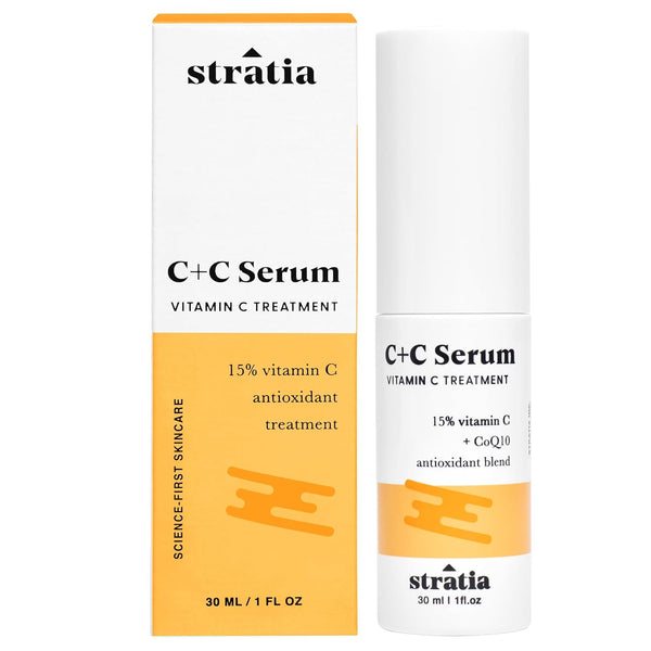 C+C Vitamin C Serum – 15% Potent Formula with 10% L-Ascorbic Acid for Bright, Even-Toned Skin - Non-Irritating, Water-Free Antioxidant Face Cream, 1 Fl Oz