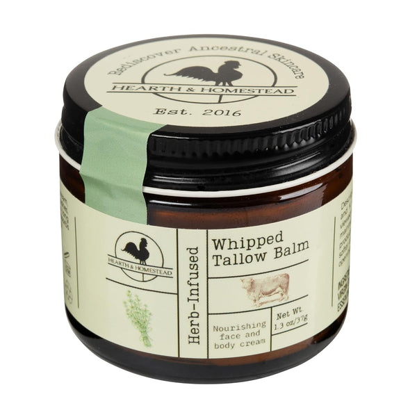 Hearth & Homestead Whipped Tallow Balm (Herb-Infused) – 37g | Ancestral Skincare with Grass-Fed Tallow & Healing Herbs