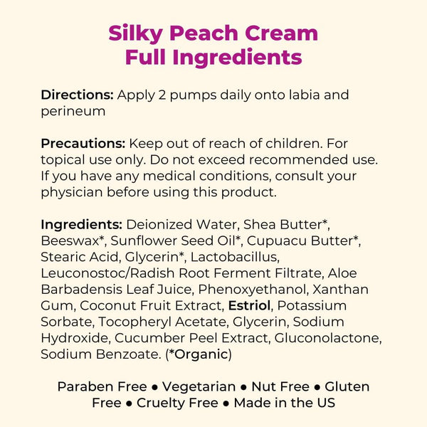 Parlor Games Silky Peach Cream – 30ml | Vaginal Dryness & Menopause Relief with Bioidentical Estriol
