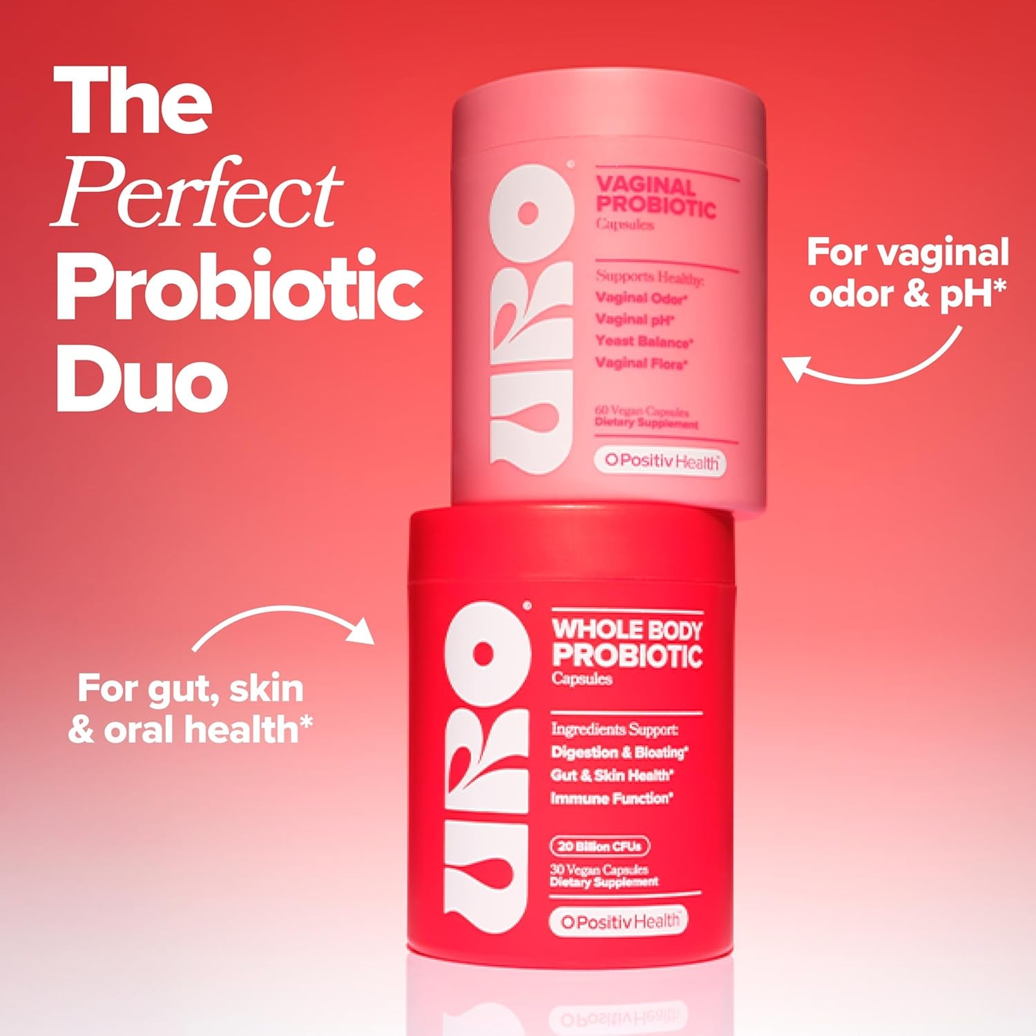 O Positiv URO Whole Body Probiotic – 30 Capsules | 3-in-1 Gut, Skin & Oral Microbiome Support with 20 Billion CFUs + Licorice & Dandelion
