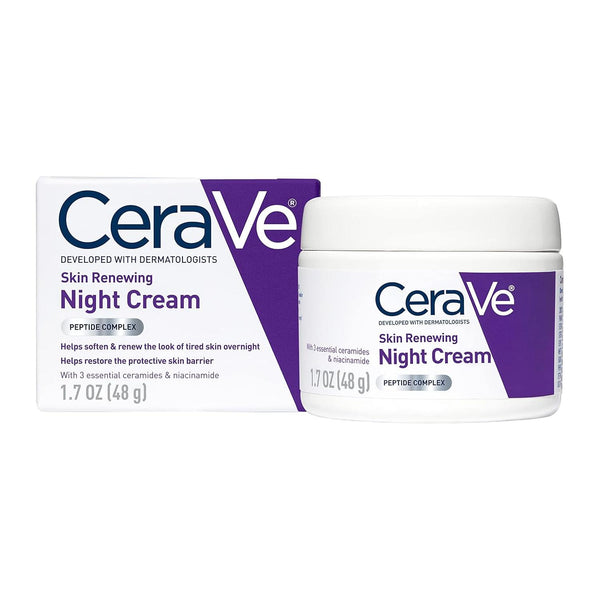 CeraVe Skin Renewing Night Cream – 48g | Overnight Hydration with Peptides & Hyaluronic Acid