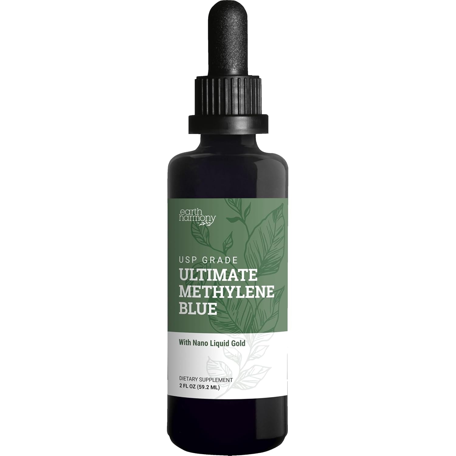 Methylene Blue 1% Pharmaceutical Grade Supplement with Dropper, Includes Nano Liquid Gold, Methylene Blue USP Grade, No Formaldehyde (2 Oz)