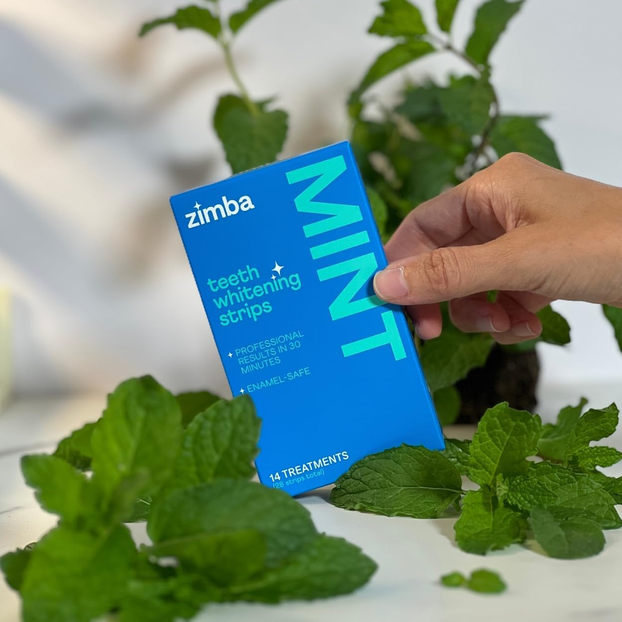 Zimba Mint Teeth Whitening Strips – 14 Treatments (28 Strips) | Whiten Teeth, Remove Stains & Refresh Breath