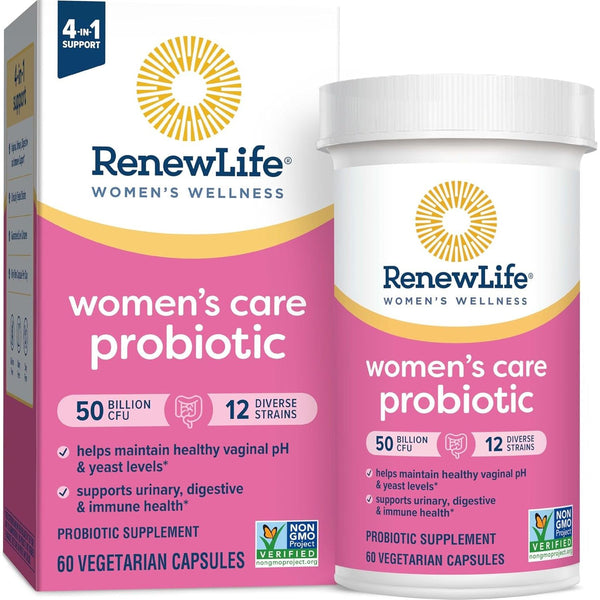 Renew Life Women's Care Probiotic – 60 Capsules | 50 Billion CFU for Vaginal, Digestive & Immune Health