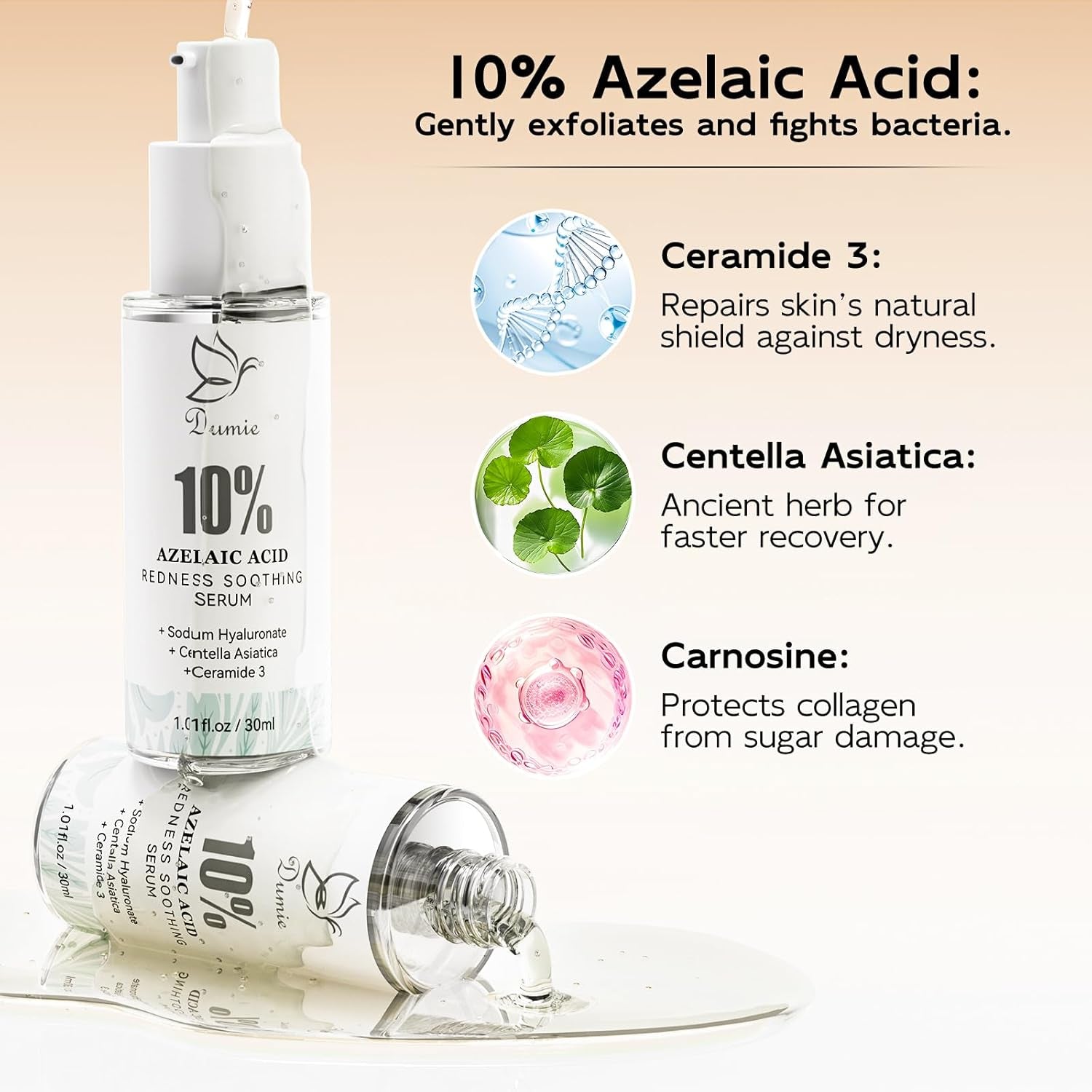Dumie 10% Azelaic Acid Redness Soothing Serum – 30ml | Calms Redness & Strengthens Skin Barrier