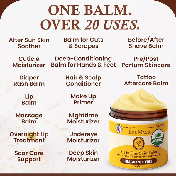 Sweet Bee Naturals Sweet Bee Magic All in One Skin Balm – 57g | Organic Honey Infused