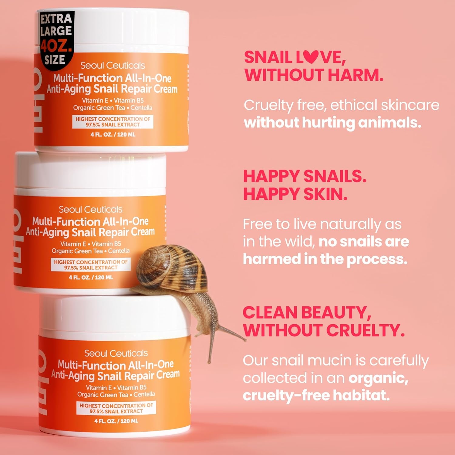 SeoulCeuticals Multi-Function All-In-One Anti-Aging Snail Repair Cream - 120ml (Large Size)