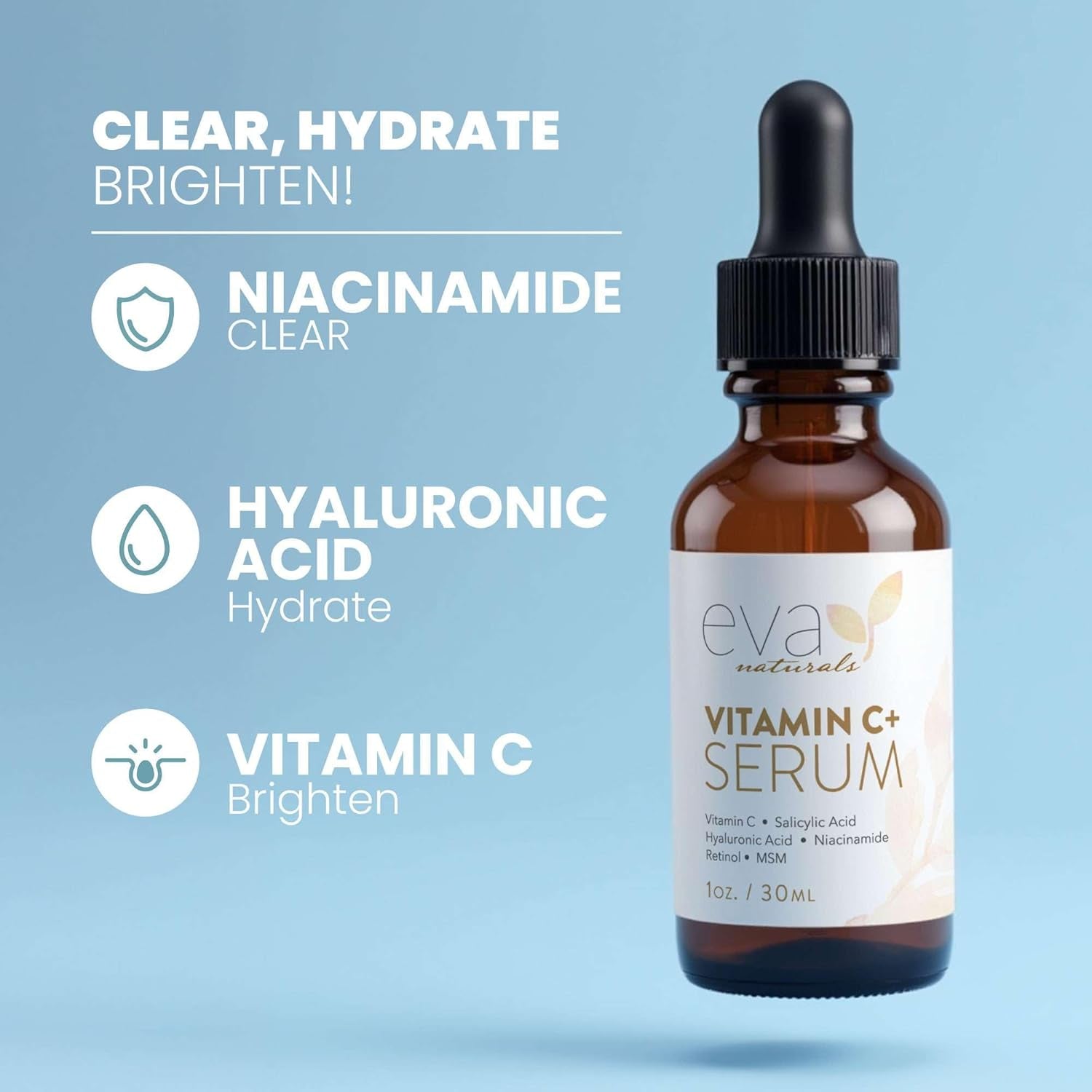 Eva Naturals Vitamin C+ Serum – 30ml | Brightening, Anti-Aging & Acne Care