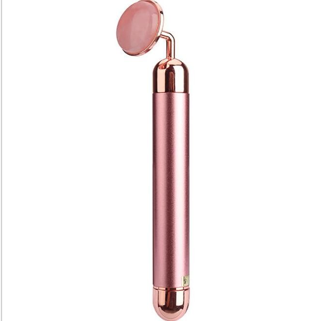 Electric Rose Quartz & Jade Beauty Bar – Vibrating Facial Roller for Skin Lifting, Slimming & Natural Glow