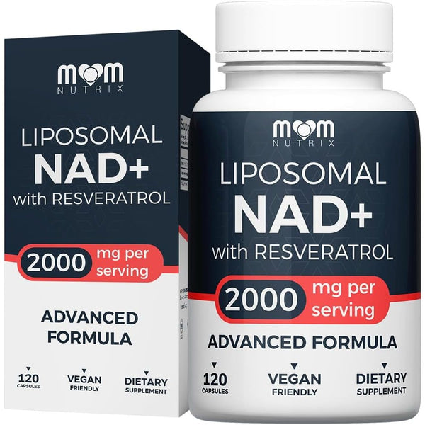 MOM NUTRIX Liposomal NAD+ with Resveratrol – 120 Capsules | Cellular Energy, Healthy Aging & Radiant Skin