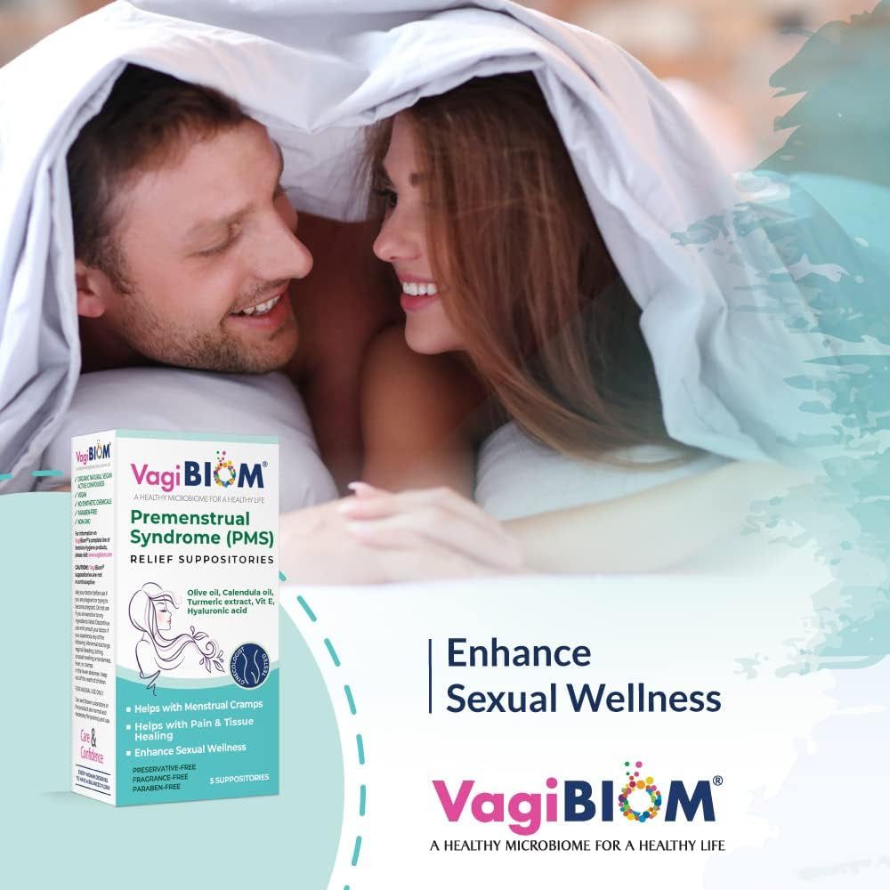 VagiBiom Premenstrual Syndrome (PMS) Relief Suppositories - 5 Suppositories | Natural Relief for Menstrual Discomfort