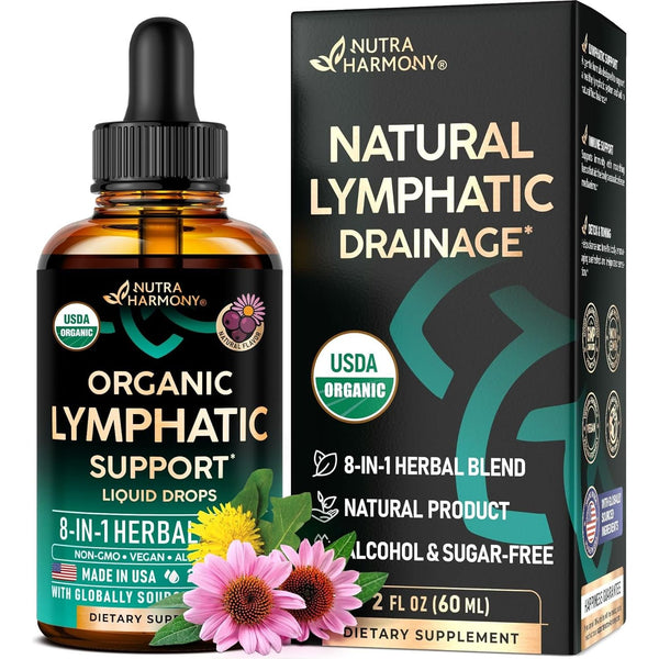 NUTRAHARMONY Natural Lymphatic Drainage – 60ml | 8-in-1 Herbal Detox & Immune Support