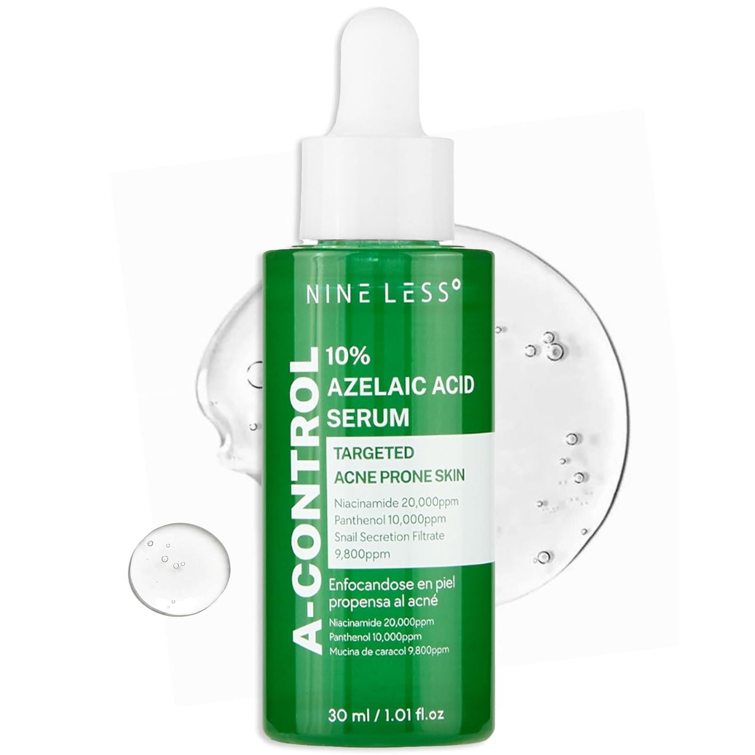 NINELESS A-Control 10% Azelaic Acid Serum – 30ml | Redness Relief, Dark Spot & Acne Treatment