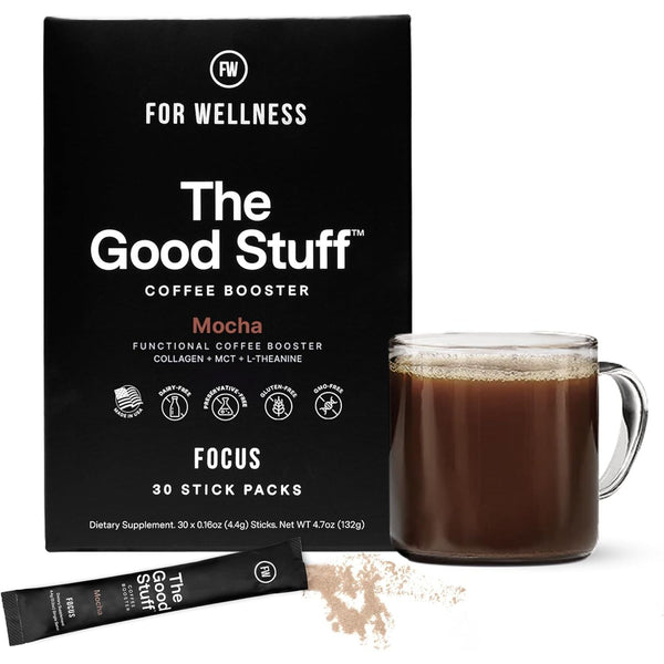 the Good Stuff Focus – Mocha Coffee Booster | Nootropic Collagen Creamer with Mcts for Focus, Energy & Wellness | Non-Dairy, Keto-Friendly, 30 Servings