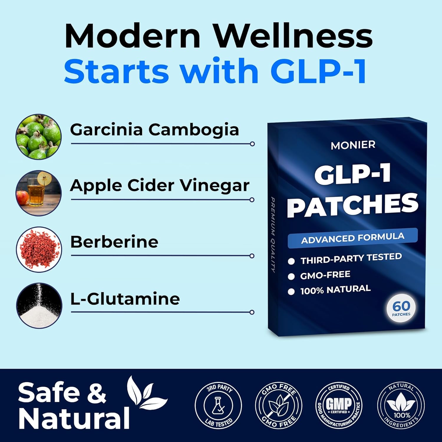 MONIER GLP-1 Patches – 60 Patches | Natural, Needle-Free Wellness Support