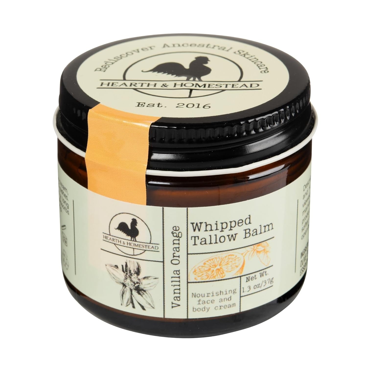 Hearth & Homestead Whipped Tallow Balm (Vanilla Orange) – 37g | Ancestral Skincare for Deep Nourishment