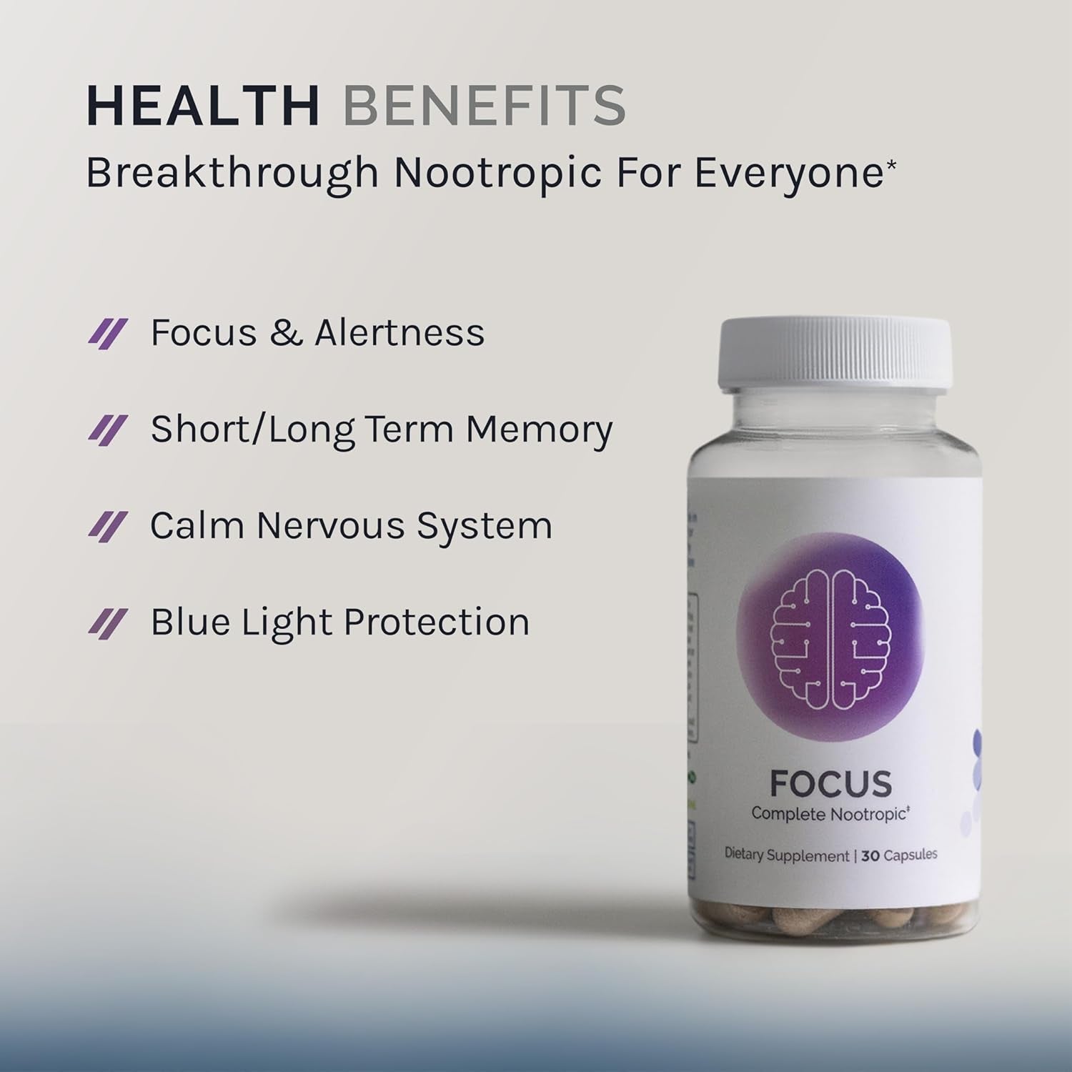 InfiniWell Focus Complete Nootropic – 30 Capsules | Boost Memory, Mental Clarity & Eye Health