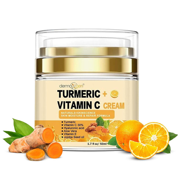DERMAXGEN Turmeric + Vitamin C Cream – 50ml | Brightening & Hydrating Face Moisturiser
