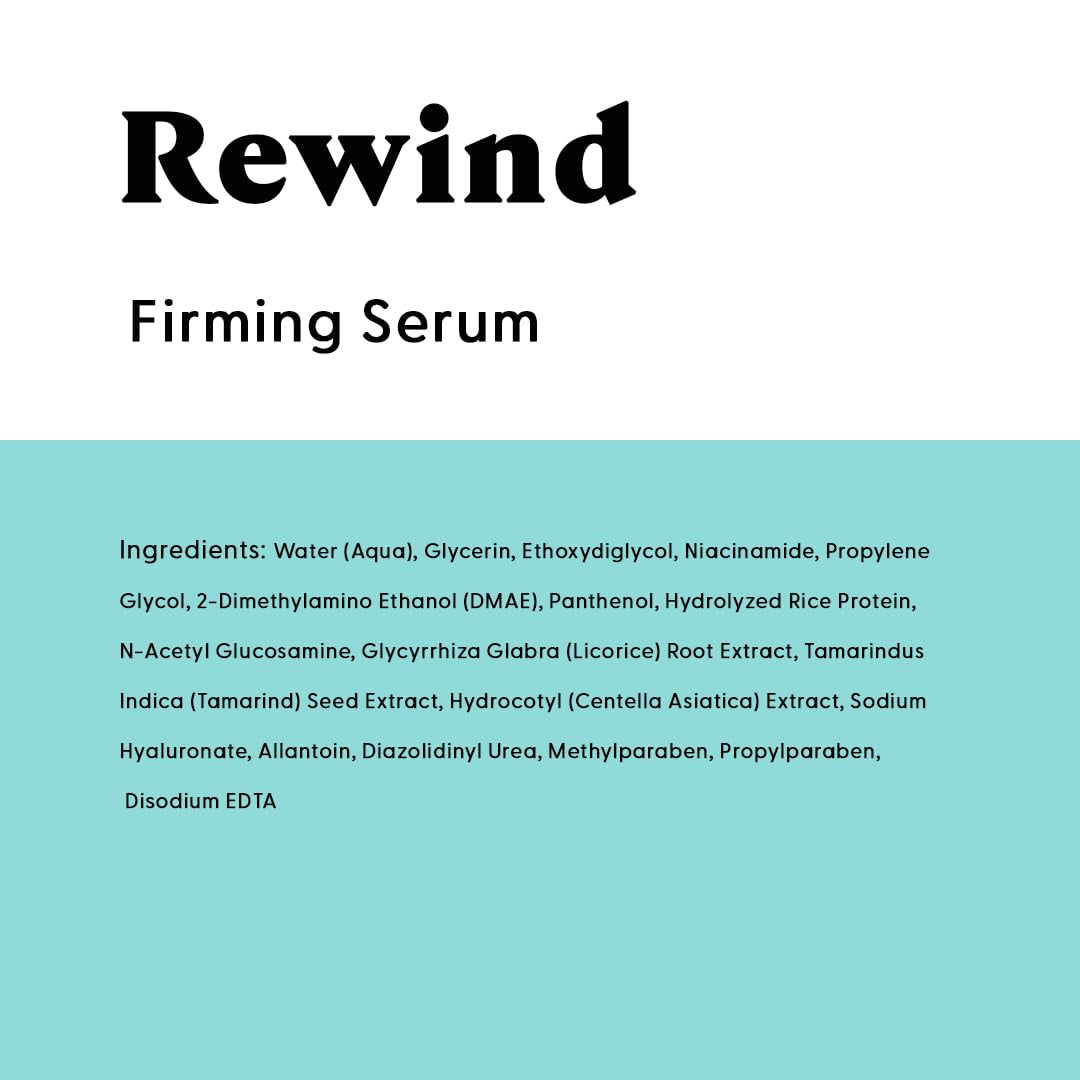 Rewind Firming & Hydrating Serum with Hyaluronic Acid & Niacinamide - Moisturizes & Evens Skin Tone with DMAE for Smooth, Plump Skin, 1.3 Fl Oz