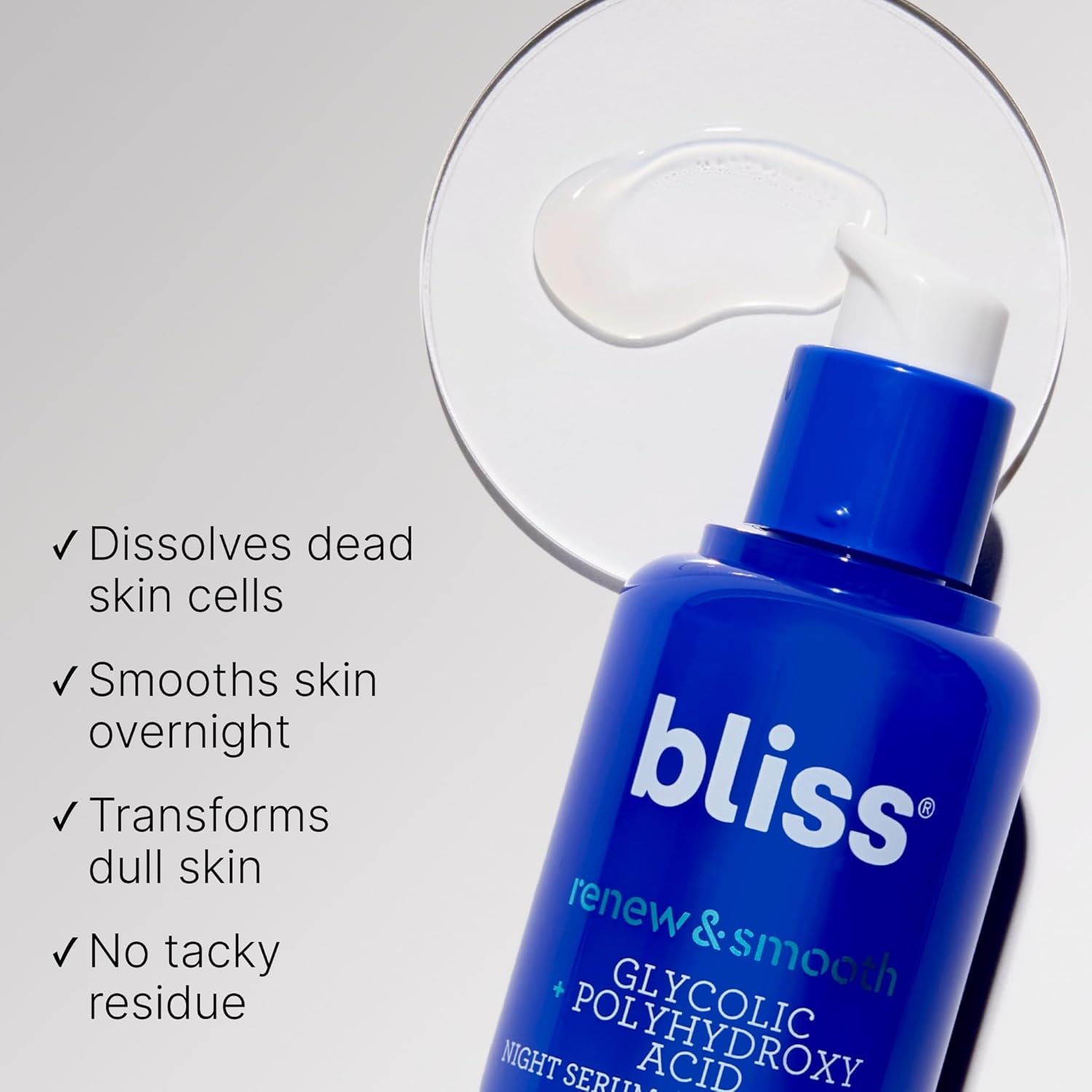 Bliss Renew & Smooth Night Serum – 30ml | Glycolic Acid Resurfacing for Radiant, Even Skin